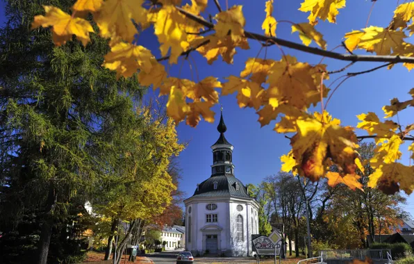Картинка Осень, Деревья, Германия, Листья, Церковь, Germany, Autumn, Сhurch