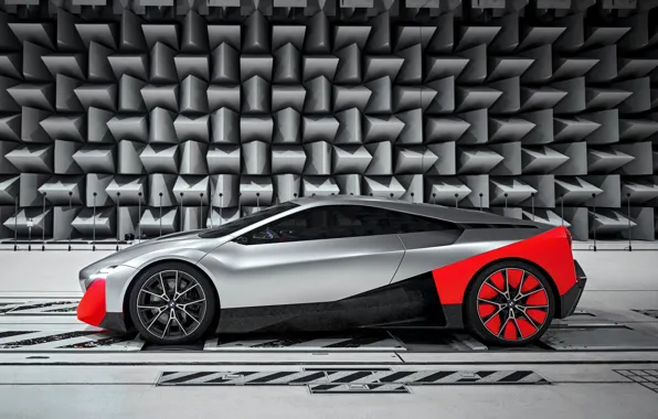 Картинка купе, BMW, 2019, на фоне стены, Vision M NEXT Concept