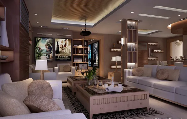 Дизайн, мебель, помещение, обстановка, HOME THEATER AREA