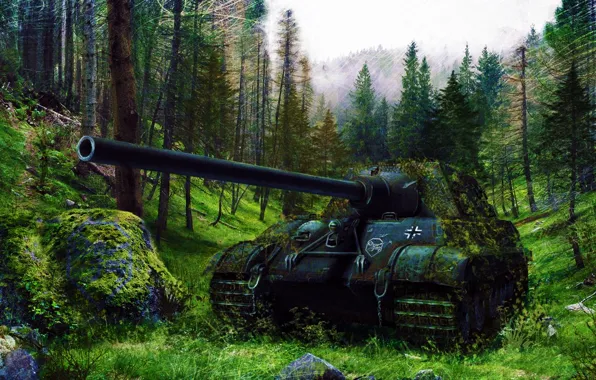 War, art, painting, tank, ww2, Jagdtiger