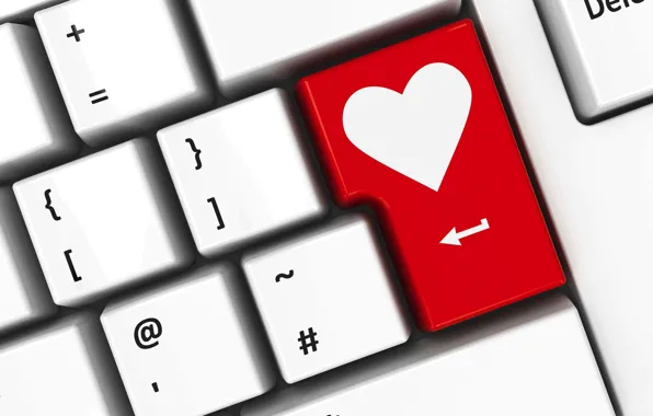 Любовь, сердце, клавиатура, love, heart, keyboard