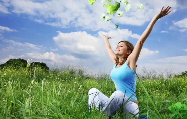 Картинка поле, лето, настроение, .девушка