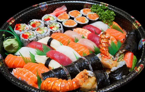 Картинка суши, морепродукты, ассорти