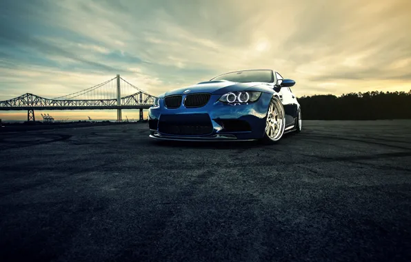 Мост, бмв, BMW, blue, front, E92