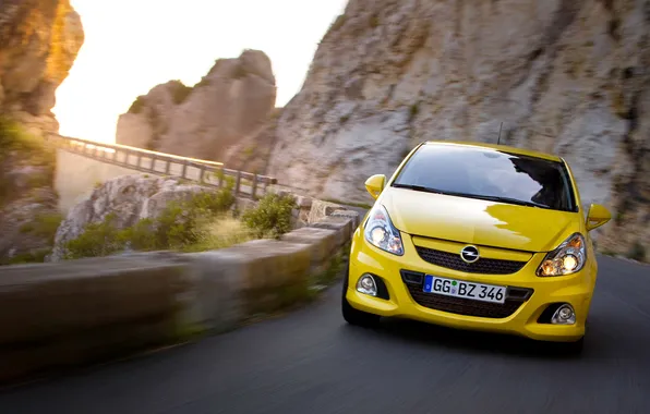 Картинка car, машина, движение, скорость, поворот, Opel, автомобиль, опель