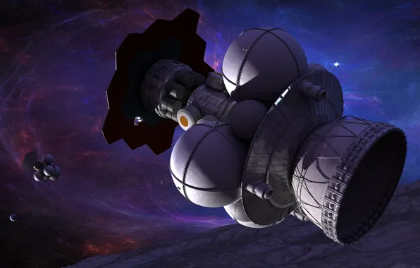 Космос, планета, звёзды, ships in orbit, Nuclear pulse