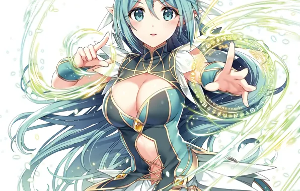 Картинка girl, sexy, cleavage, long hair, dress, boobs, anime, beautiful