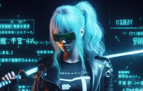 Картинка girl, Fantastic, cyberpunk, blonde, unicode