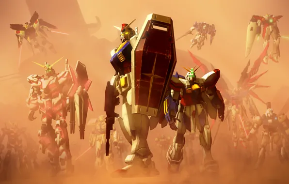 Фантастика, робот, аниме, щит, mobile suit gundam
