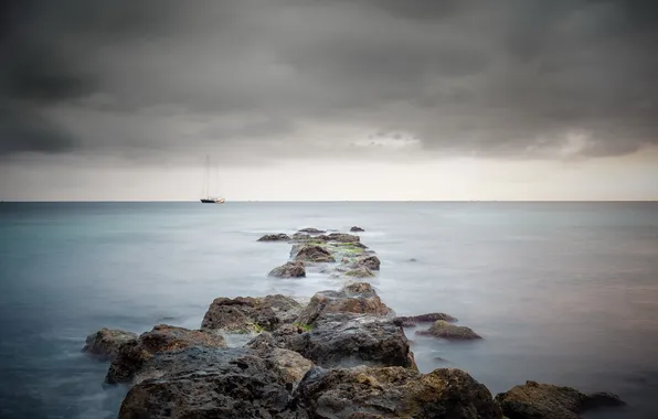 Море, пейзаж, корабль