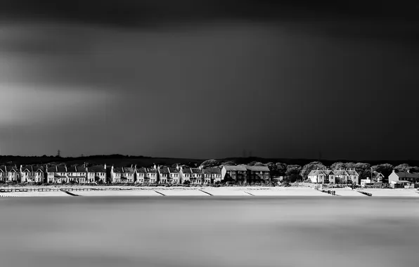Море, ночь, берег, дома