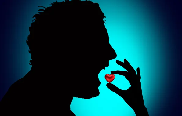 Heart, man, colour, hand, darkness, silhouette