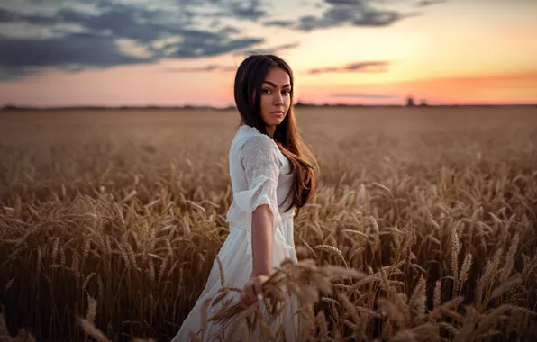 Pretty, brunette, look, Александр Куренной