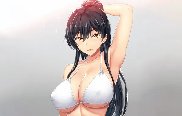 Girl, sexy, cleavage, long hair, boobs, anime, beautiful, pretty