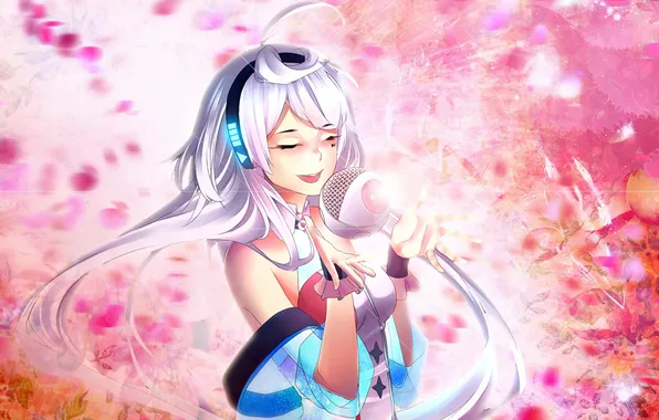 Девушка, микрофон, vocaloid, Maika
