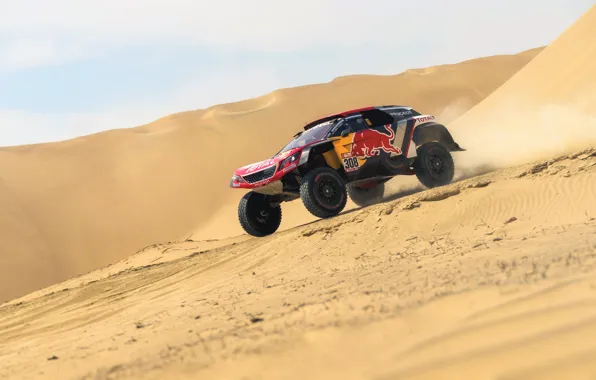Песок, Авто, Спорт, Машина, Скорость, Peugeot, Red Bull, 308