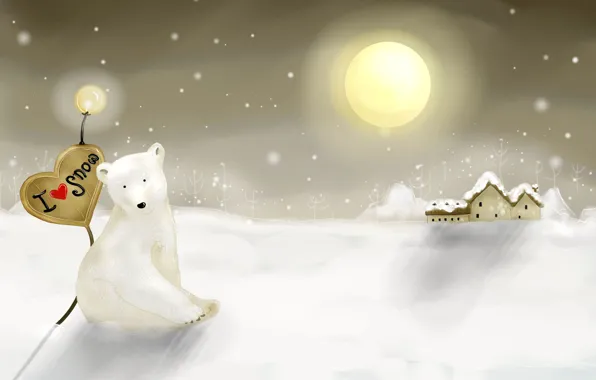Зима, новый год, Снег, медведь