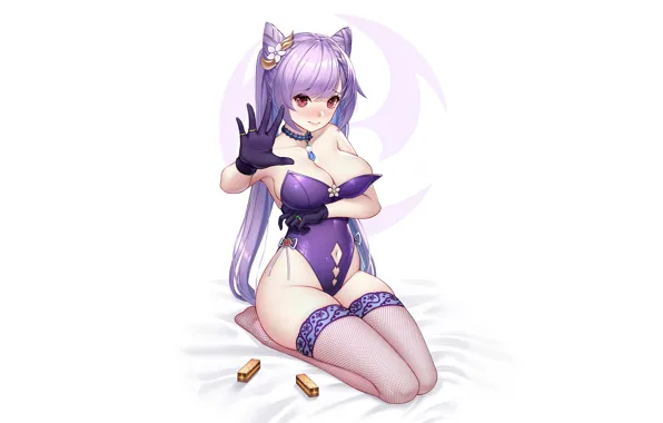 Girl, sexy, cleavage, thighhighs, long hair, boobs, anime, beautiful