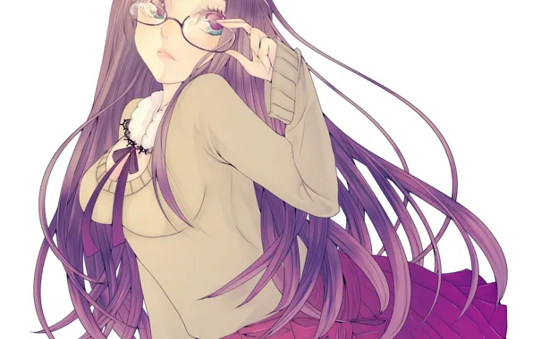 Картинка девушка, арт, очки, белый фон, setsuji