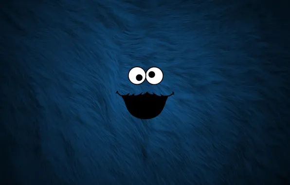 Синий, мех, рожа, cookie Monster