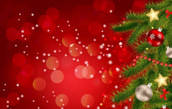 Картинка шарики, украшения, праздник, елка, ветка, Новый Год, Рождество, Christmas