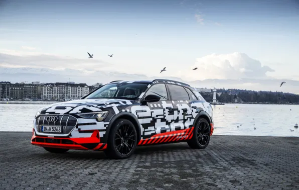 Audi, берег, брусчатка, 2018, E-Tron Prototype