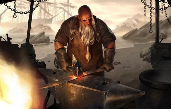 Мужик, меч, ковка, Smith, Legends of Runeterra