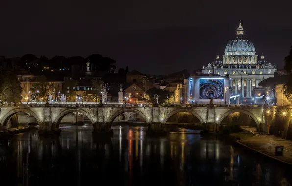 Ночь, город, Italy, Rome