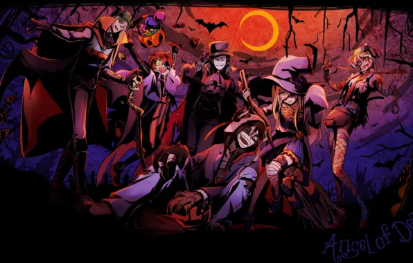 Картинка хеллоуин, Ангел кровопролития, Satsuriku no Tenshi, персонади