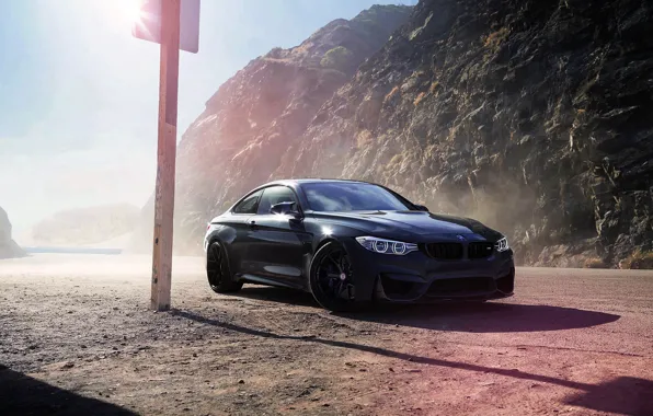 Картинка BMW, Car, Front, Black, Sun, Wheels, F82, HRE