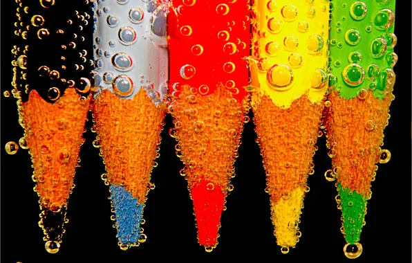 Картинка вода, пузырьки, цвет, воздух, карандаш