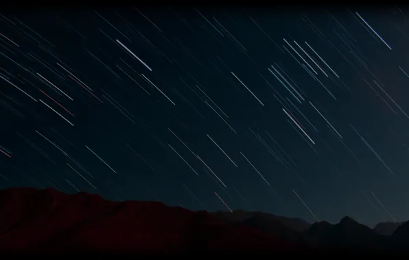 Закат, пустыня, Космос, галактика, space, galaxy, вселеная, падающие звезды