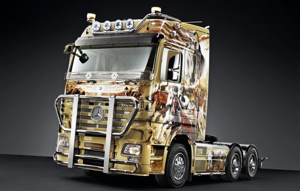 Картинка Мерседес, грузовик, mercedes-benz, 2660 ls, актрос, actros, truck n roll edition