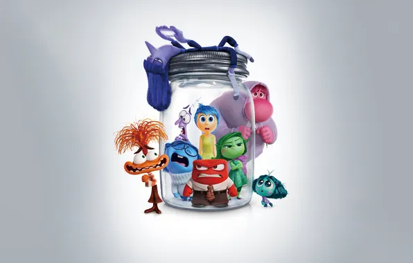 Фон, мультфильм, банка, постер, персонажи, Inside Out 2, Головоломка 2