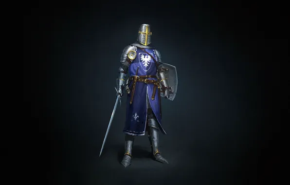 Картинка sword, armor, weapon, shield, knight, helmet