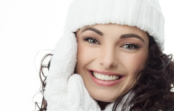 Картинка шапка, Девушка, girl, hat, рукавицы, mittens