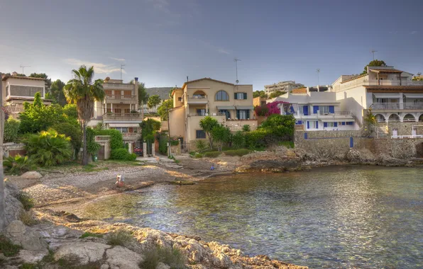 Картинка город, фото, побережье, дома, Испания, Baleares, Calviа, Islas