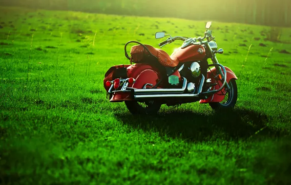 Картинка зелень, Мотоцикл, лужайка