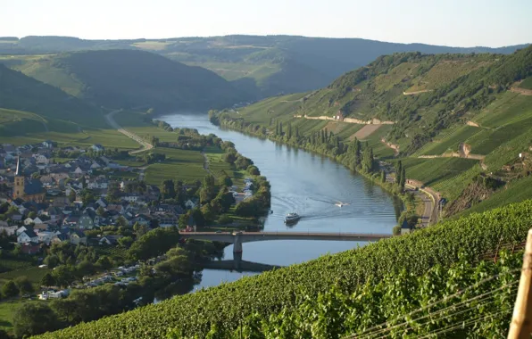 City, river, town