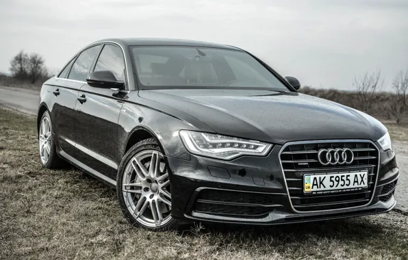 Audi, Ауди, Черная, Audi A6 C7, Светодиоды