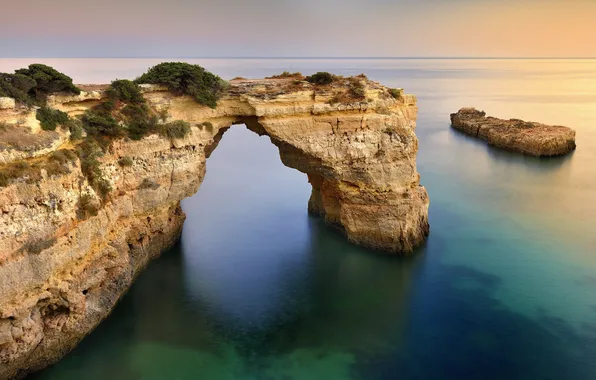 Море, скала, арка, Португалия, Portugal, Algarve, Albandeira Beach