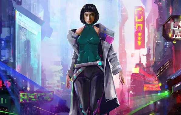 Девушка, будущее, игра, технологии, future, girl, game, character
