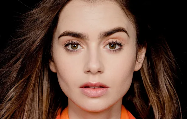 Глаза, взгляд, девушка, портрет, Lily Collins