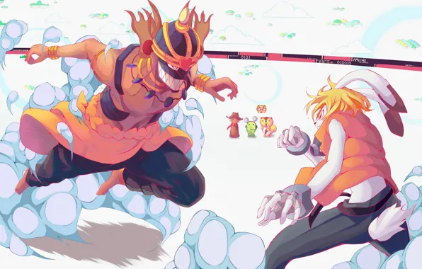 Бой, фэнтези, существа, сражение, двое, 2009, Summer Wars, Летние войны