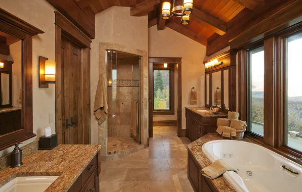 Дизайн, стиль, интерьер, elegant rustic bathroom
