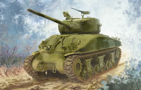 США, Sherman, основной американский средний танк, M4A1(76)W