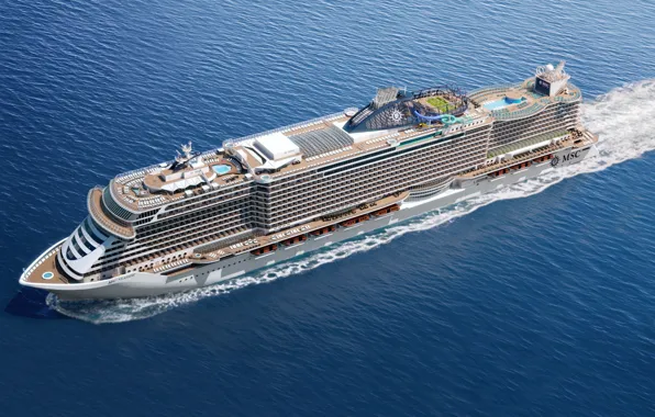 Океан, Море, Лайнер, Судно, Рендеринг, Пассажирское судно, MSC, Seaside