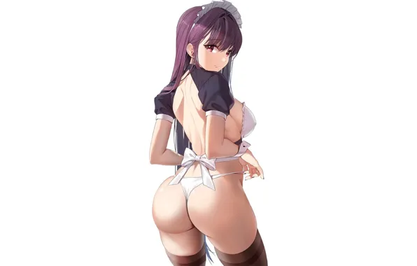 Girl, ass, fate stay night, anime, thong, butt, Set, maid