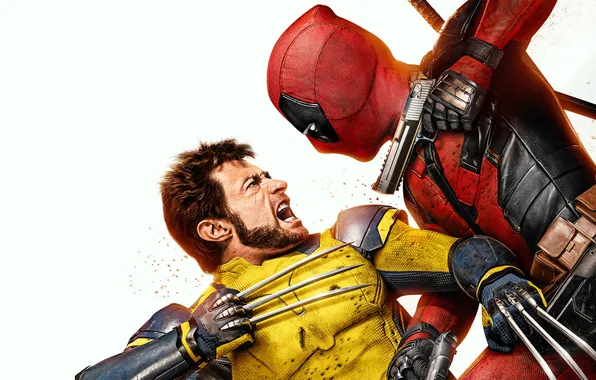 Пистолеты, противостояние, когти, Росомаха, Дедпул, 2024, Deadpool & Wolverine