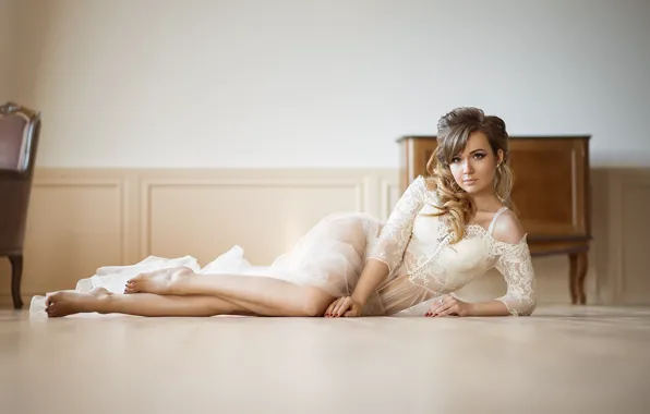 Lingerie, legs, model, floor, pose, Галяев Евгений
